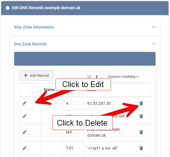 DNS Zone Records Editor 