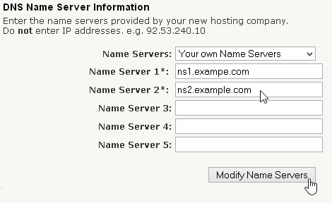 Modify Name Servers