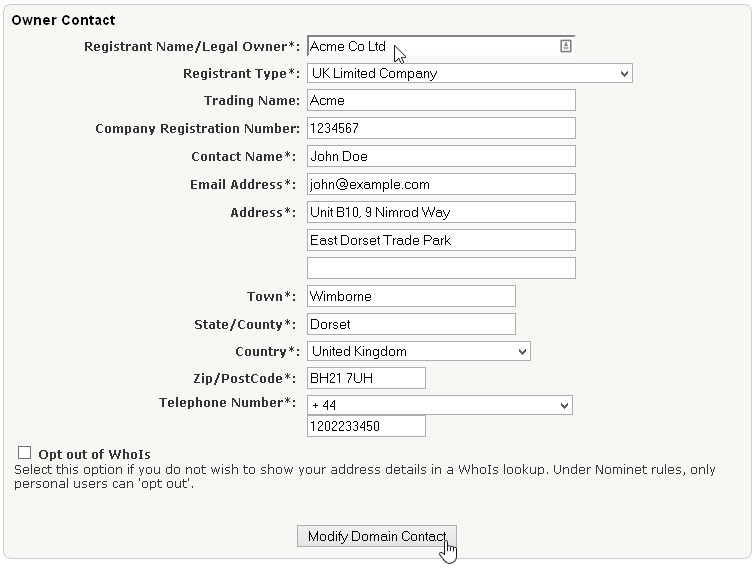 UK Contact Details