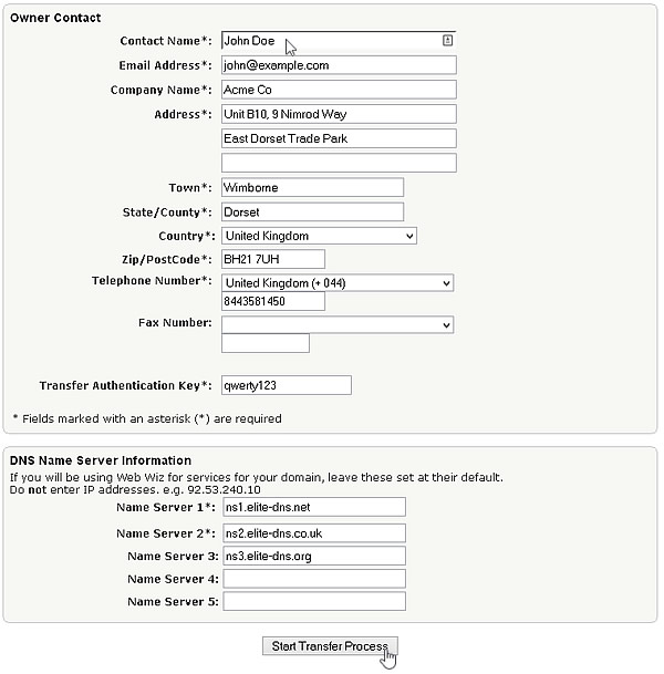 Start Transfer Process