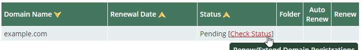 Domain Manager - Check Status