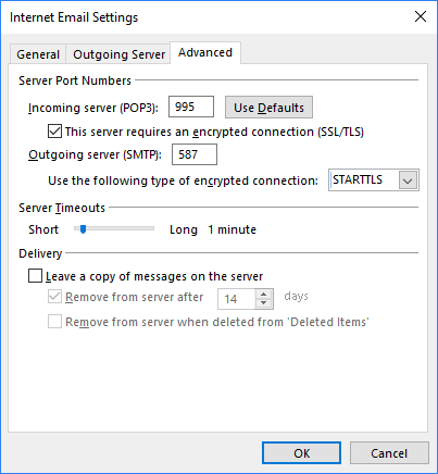Internet E-mail Settings go to the Advanced tab 