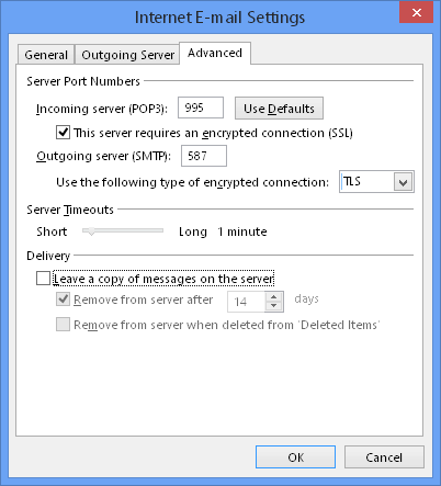 Internet E-mail Settings go to the Advanced tab 